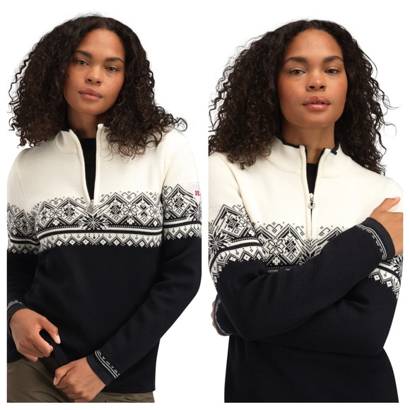 Dale Of Norway Moritz Black White Dark Charcoal Merino Wool Sweater - Picture 1 of 12